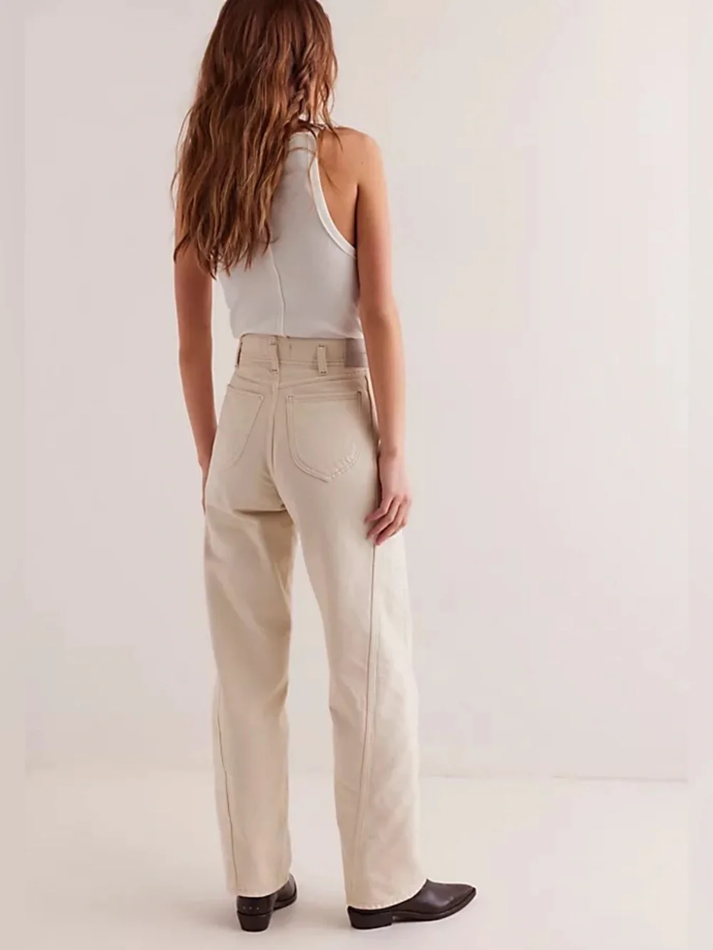 NEW Free People We The Free Aster Straight Leg Jeans size 30 Cream off white